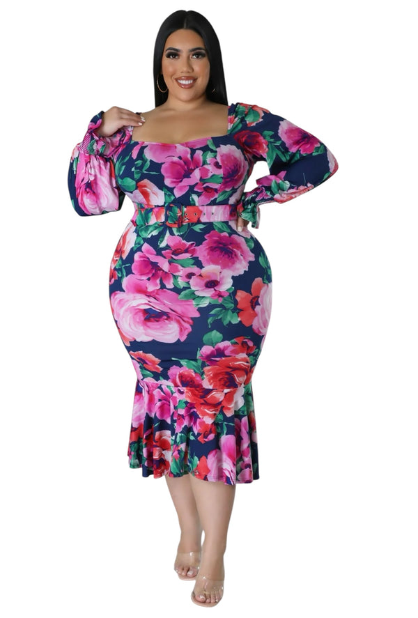 Glam Summer Pam High Quality Girlie Pink Flowers Plus Size Dress