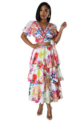 Glam Luxury High Quality Buckle Flowery Ruffle Set for women