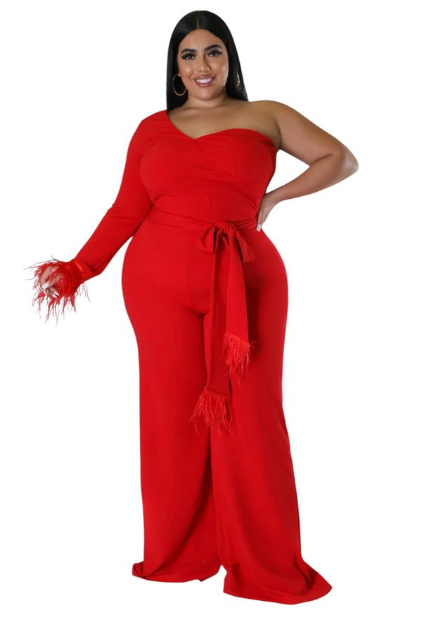 Wardrobenthings Ayva Red High Quality Plus Size Jumpsuit