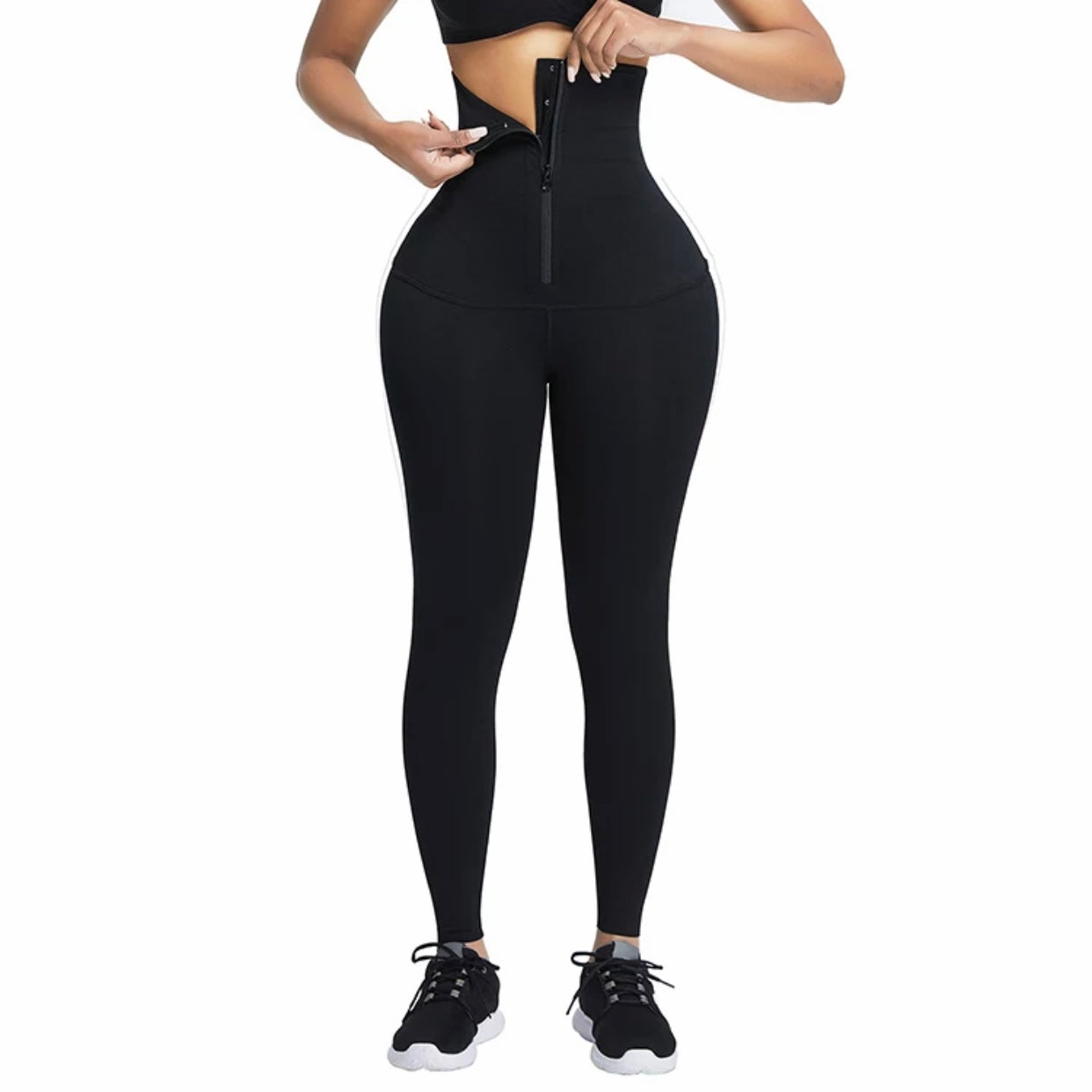 ZIP and Hook Tummy Snatch High Waist Leggings-Wardrobenthings