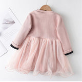 Fur ribbed Mesh Kids Girls Dress