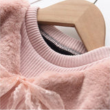 Fur ribbed Mesh Kids Girls Dress