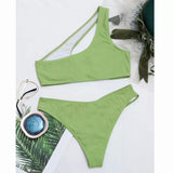 Sexy Green Buckle and Strings Swimsuit