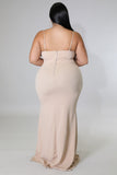 Sparkles Beige Slit Plus Size Dress