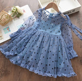 Polka Blue Girls Dress