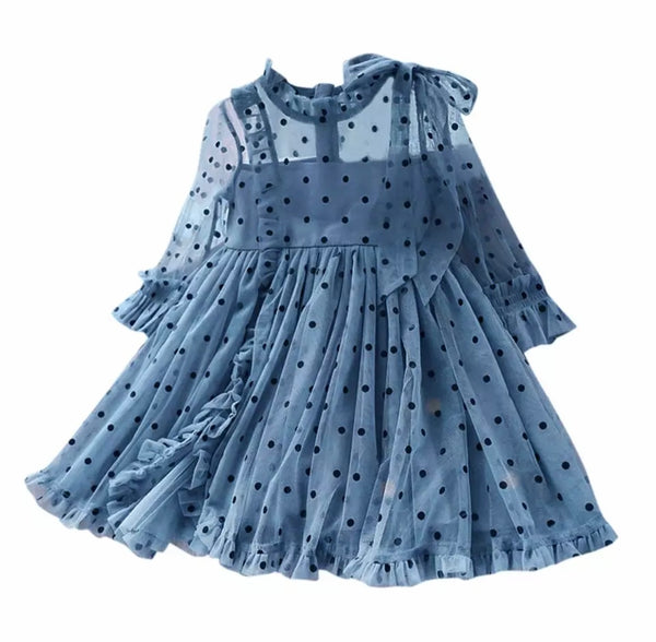 Polka Blue Girls Dress