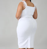 High Quality White Plus Size Feather Bodycon