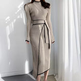 Kennedy Beige Chic Ribbed Dress for Women