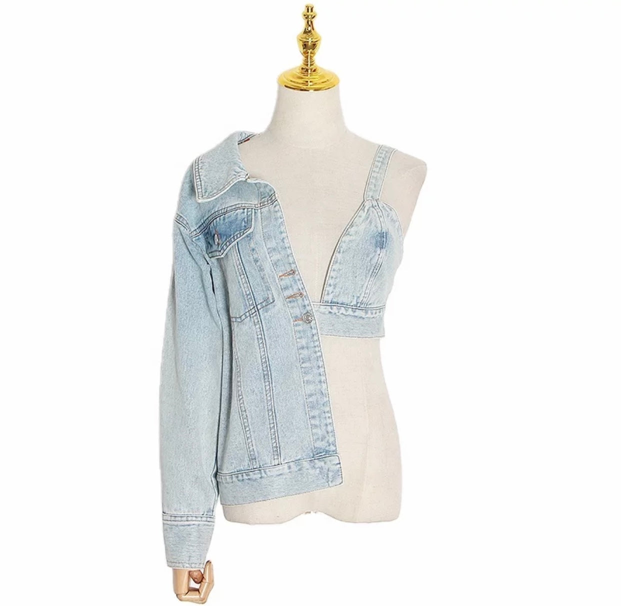 Stylish One Arm Denim Top