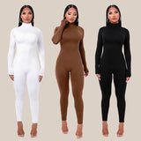 Lira Plain High Neck Long Jumpsuit