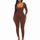 Lira Plain High Neck Long Jumpsuit