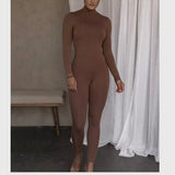 Lira Plain High Neck Long Jumpsuit