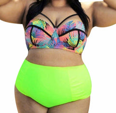 Plus Size Push Up Floral Sexy Bikini Set