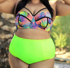 Plus Size Push Up Floral Sexy Bikini Set