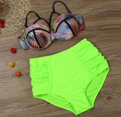 Plus Size Push Up Floral Sexy Bikini Set