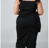 High Quality White Plus Size Feather Bodycon