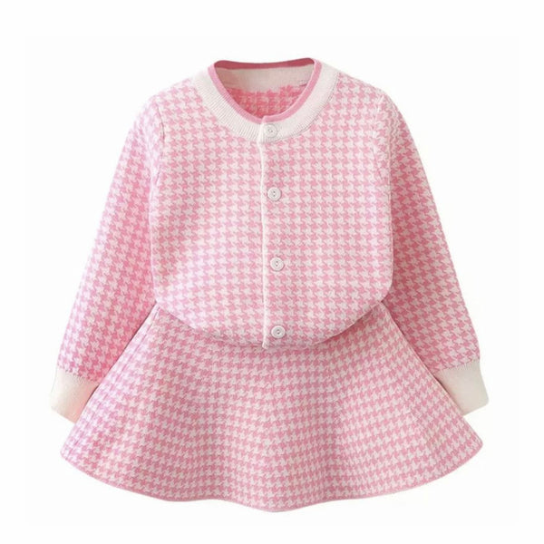 Winter Pink Plaid Check Girls Dresses