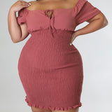 Moments Terracotta Elasticity Plus Size Dress