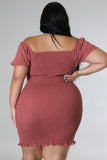 Moments Terracotta Elasticity Plus Size Dress