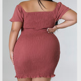 Moments Terracotta Elasticity Plus Size Dress