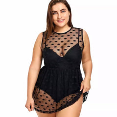 Polka Dot Retro Plus Size Swimwear Dress