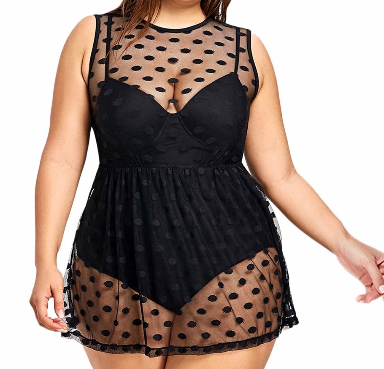 Polka Retro Plus Size Swimwear Dress