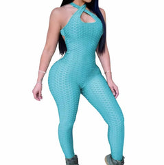 Brazilian Bubble Wrinkle Gym Fitness Workout sexy Jumpsuit