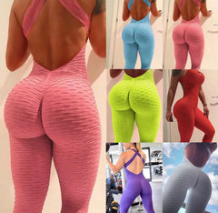 Brazilian Bubble Wrinkle Gym Fitness Workout sexy Jumpsuit