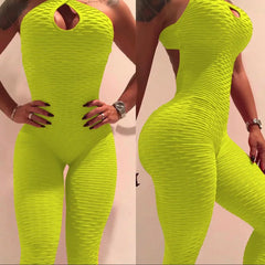 Brazilian Bubble Wrinkle Gym Fitness Workout sexy Jumpsuit