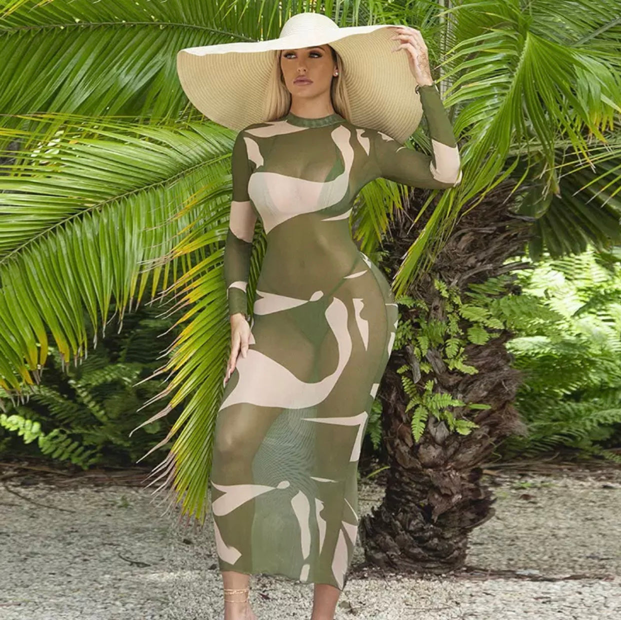 Olive green beach cover up top