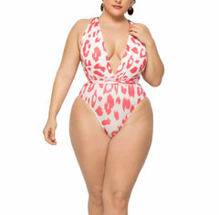 Pink Lips Plus Size Swimsuit