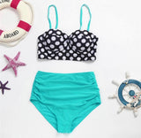 Polka Mint High Waist Bikini Set