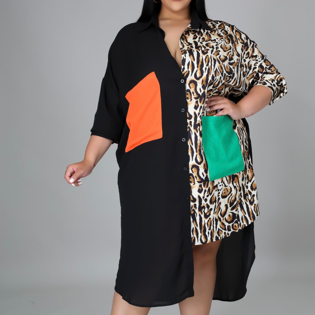 Green Orange Plus Size Tunic Dress- Wardrobenthings