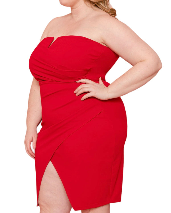 Francesca Top Slit Tube Bodycon Midi Dress