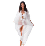 Flowery White Tunic Beach Cover Up