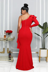 Red Chrysa One arm Plus Size Dress