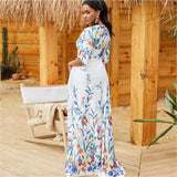 Flowers up and down Kaftan Beach Cover Up