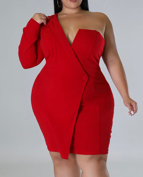 Red One Arm London Plus Size Dress