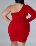 Red One Arm London Plus Size Dress