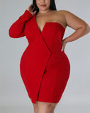 Red One Arm London Plus Size Dress