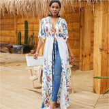 Flowers up and down Kaftan Beach Cover Up