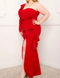 Red Chrysa One arm Plus Size Dress