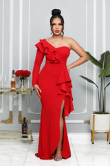 Red Chrysa One arm Plus Size Dress